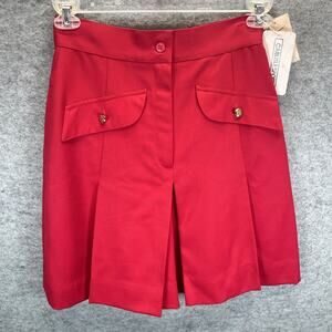 Vtg NOS Carlisle/Sport A-line Red "Rouge" Pleated Wool Shorts Sz 6 Gold Buttons